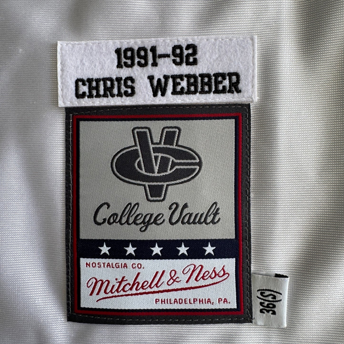 NWT Mitchell & Ness Chris Webber NCAA Michigan Wolverines 91-92 Jersey Mens 36-S