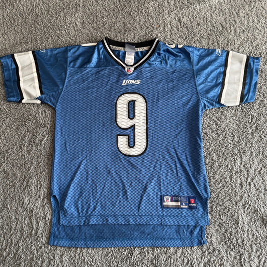 Vintage Reebok Matthew Stafford NFL Detroit Lions Blue #9 Jersey Youth L