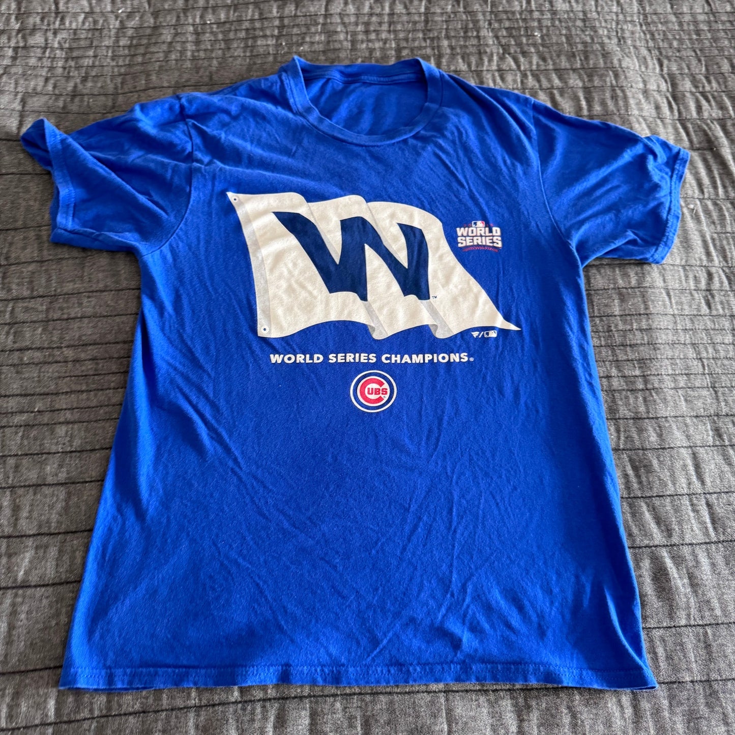 Vintage Fanatics MLB Chicago Cubs Blue 2016 World Series T-Shirt Men's Small