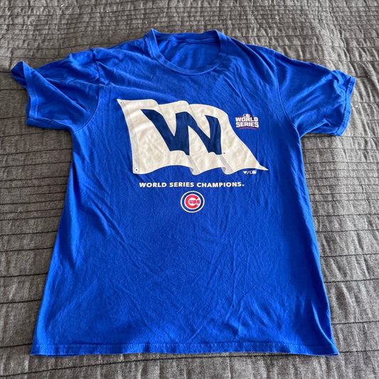 Vintage Fanatics MLB Chicago Cubs Blue 2016 World Series T-Shirt Men's Small