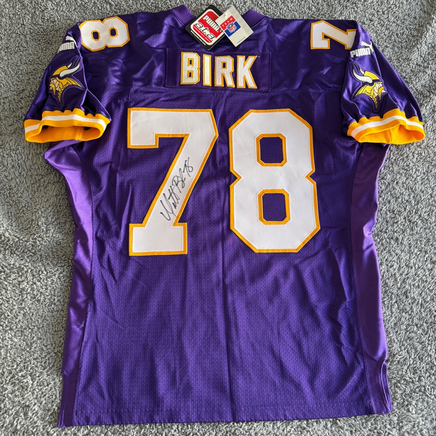 NWT 1999 Autographed Puma Matt Birk NFL Minnesota Vikings Proline Jersey 50 L