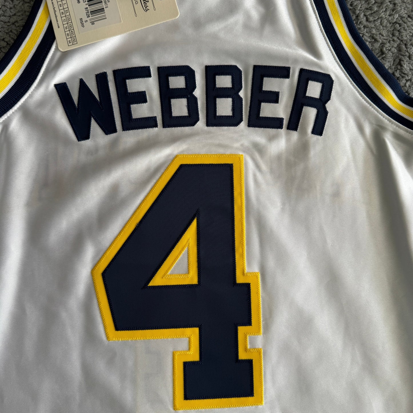 NWT Mitchell & Ness Chris Webber NCAA Michigan Wolverines 91-92 Jersey Mens 36-S