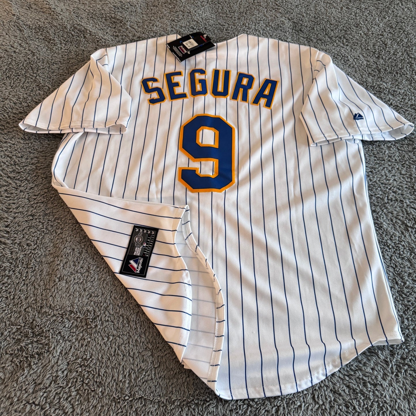 NWT 2013 Majestic Jean Segura MLB Milwaukee Brewers Alt White Jersey Men's XL