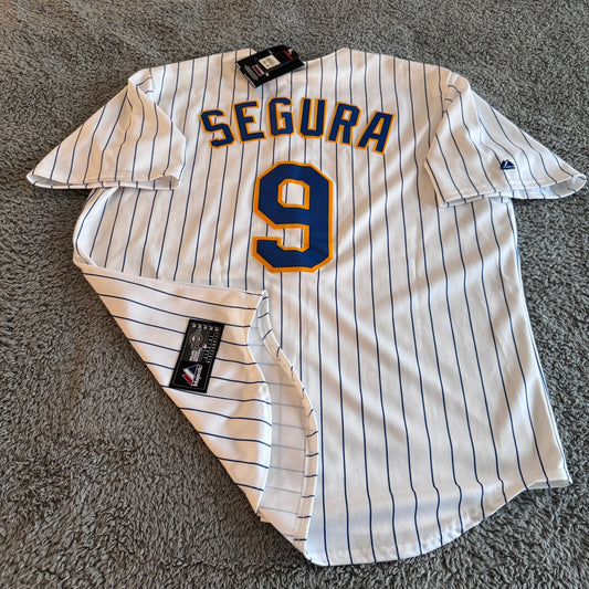 NWT 2013 Majestic Jean Segura MLB Milwaukee Brewers Alt White Jersey Men's XL
