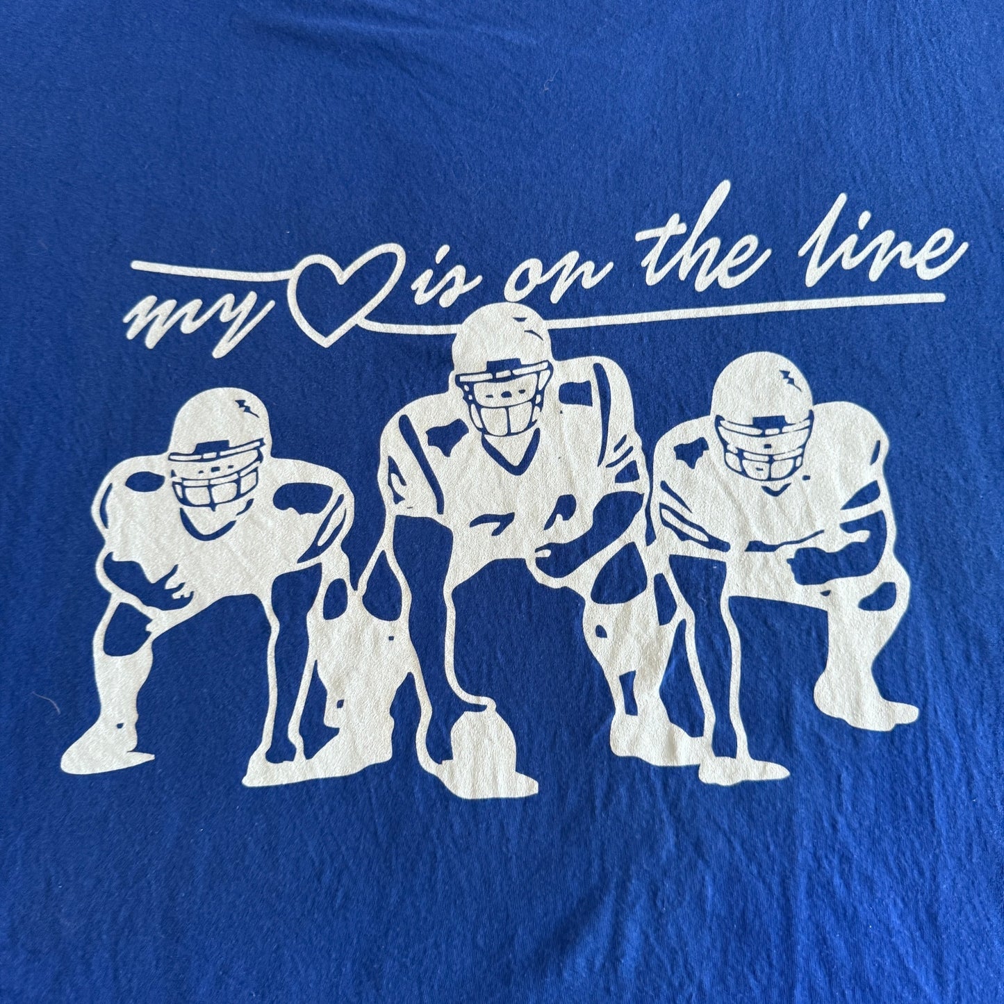 Port & Company Blue Men's T-Shirt "My Heart is on the Line" Football Men's 3XL