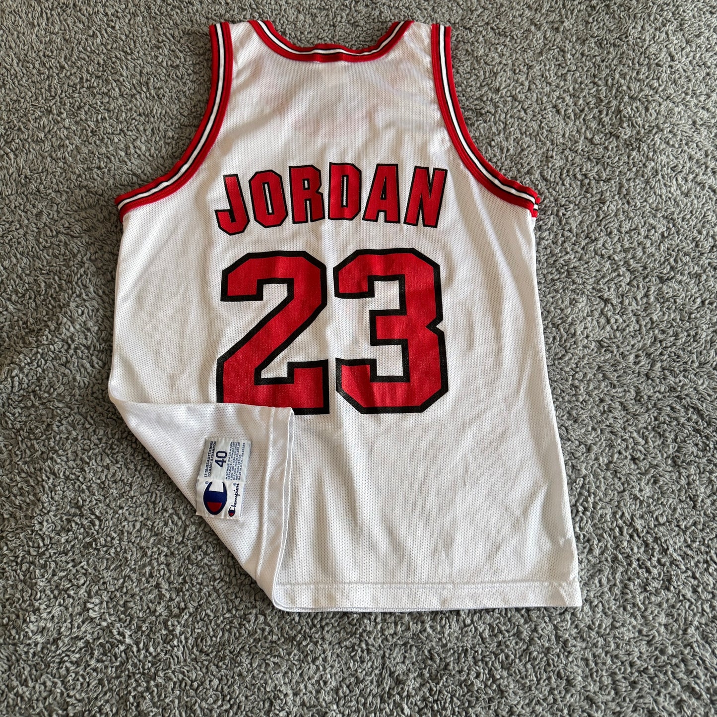 Vintage Champion Authentic Michael Jordan NBA Chicago Bulls White Jersey Mens 40