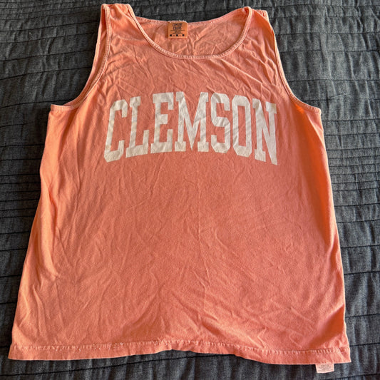 Vintage Comfort Colors NCAA Clemson Tigers Orange Sleeveless Cotton Shirt Mens M