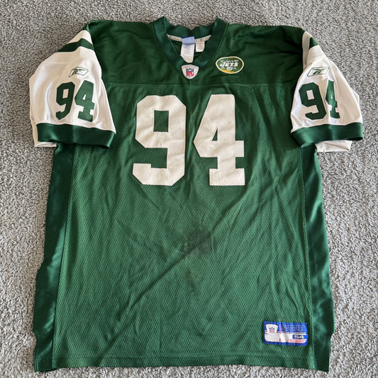 Vintage Authentic Reebok John Abraham NFL New York Jets Jersey Green 54/XXL