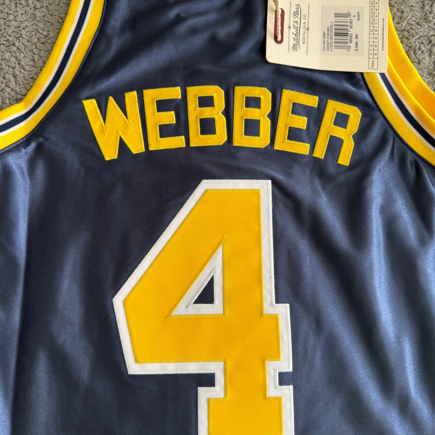 NWT Mitchell & Ness Chris Webber NCAA Michigan Wolverines 91-92 Jersey Mens 36-S
