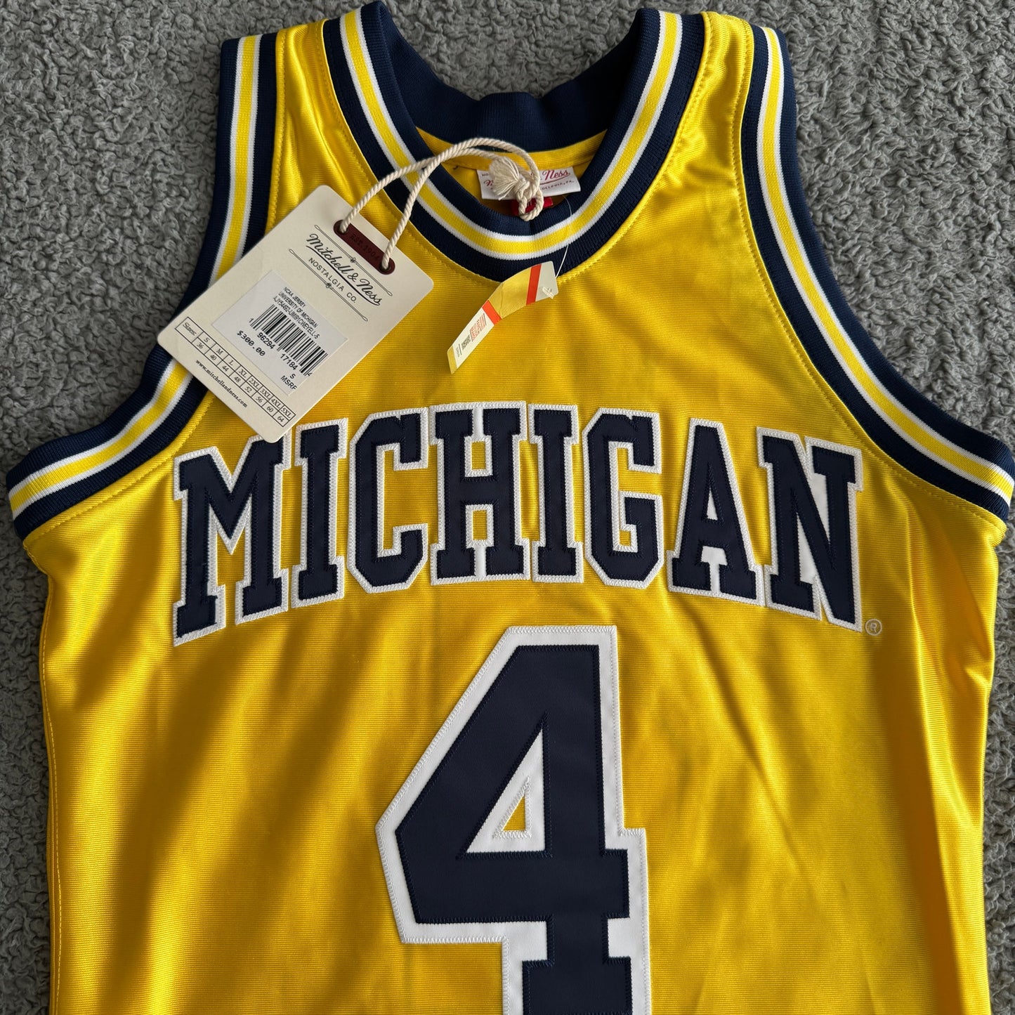 NWT Mitchell & Ness Chris Webber NCAA Michigan Wolverines 91-92 Jersey Mens 36-S