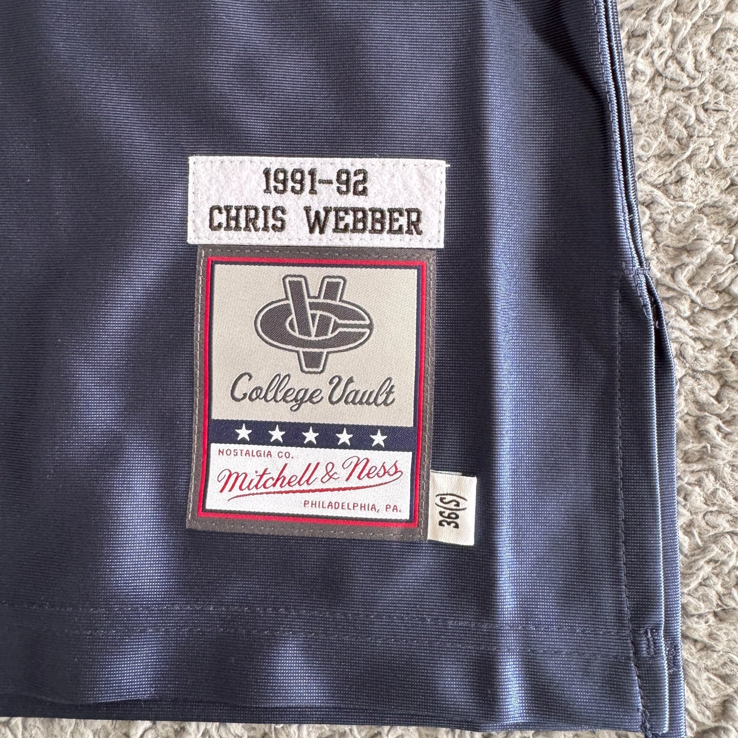 NWT Mitchell & Ness Chris Webber NCAA Michigan Wolverines 91-92 Jersey Mens 36-S