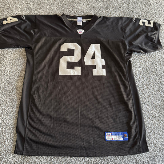 NWOT 2006 Authentic Reebok Michael Huff NFL Oakland Raiders Black Men Jersey 56