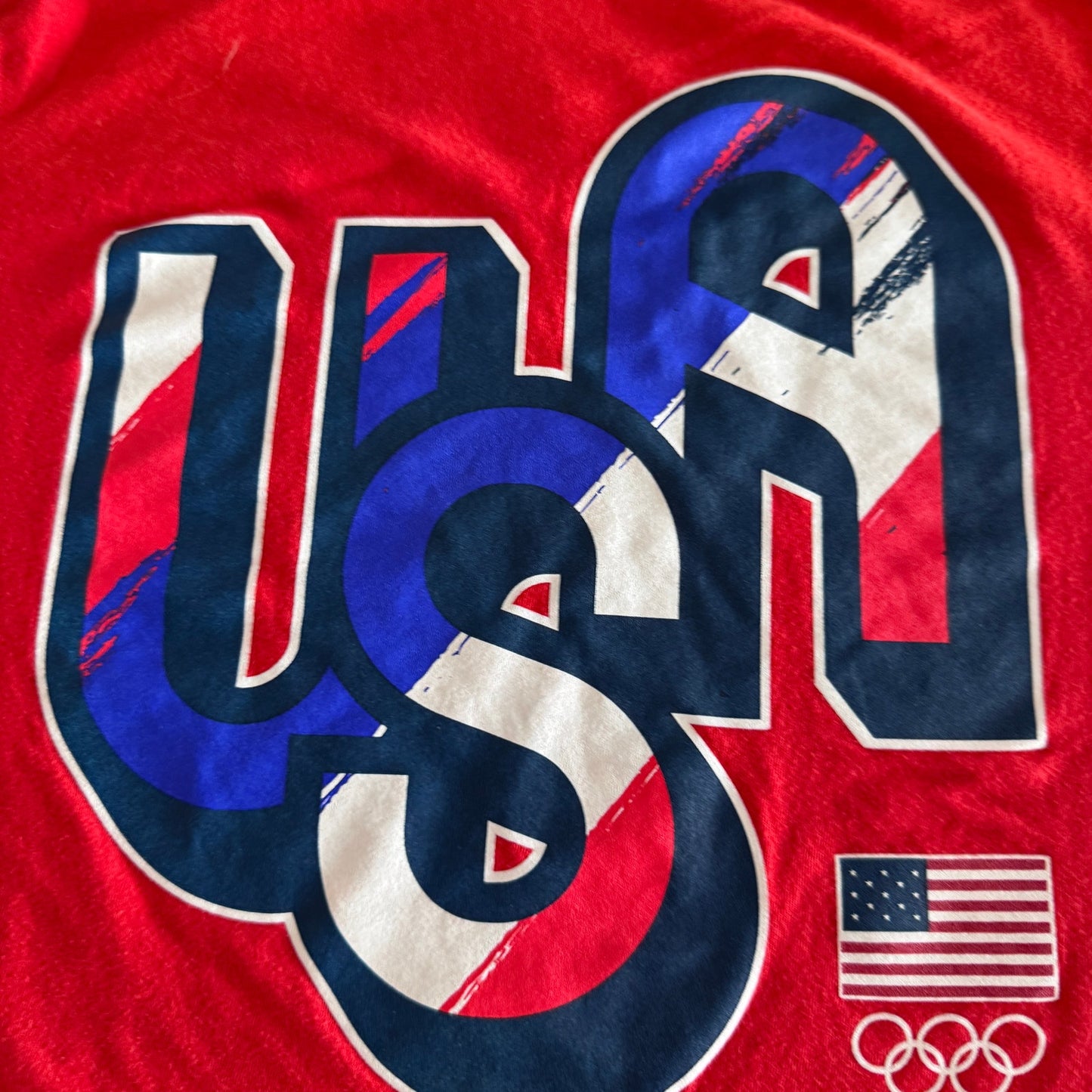 Fanatics Olympic Team USA American Flag, Rings Red T-Shirt Men's Medium