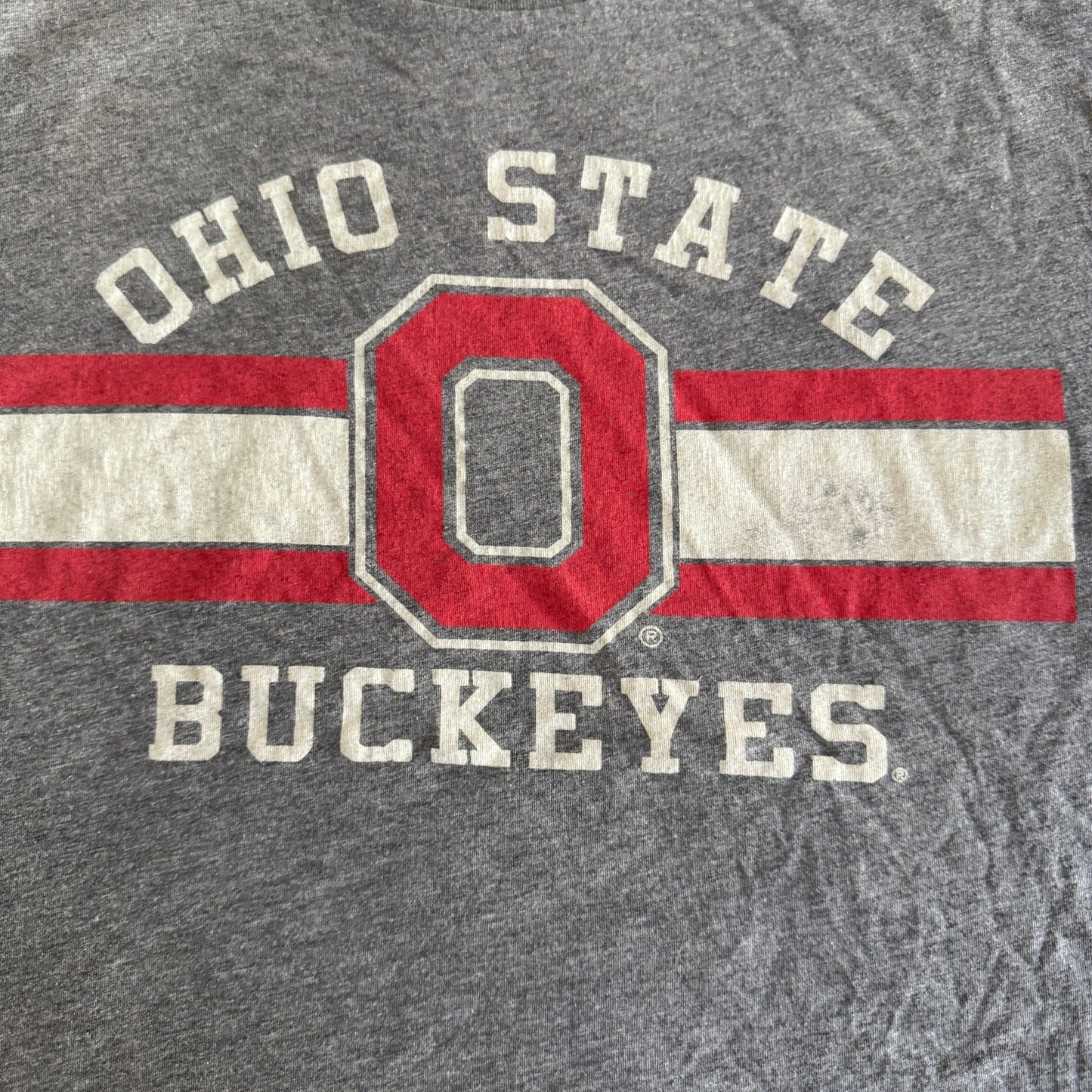 Vintage Varsity NCAA Ohio State Buckeyes College Football Gray Logo Shirt Mens M