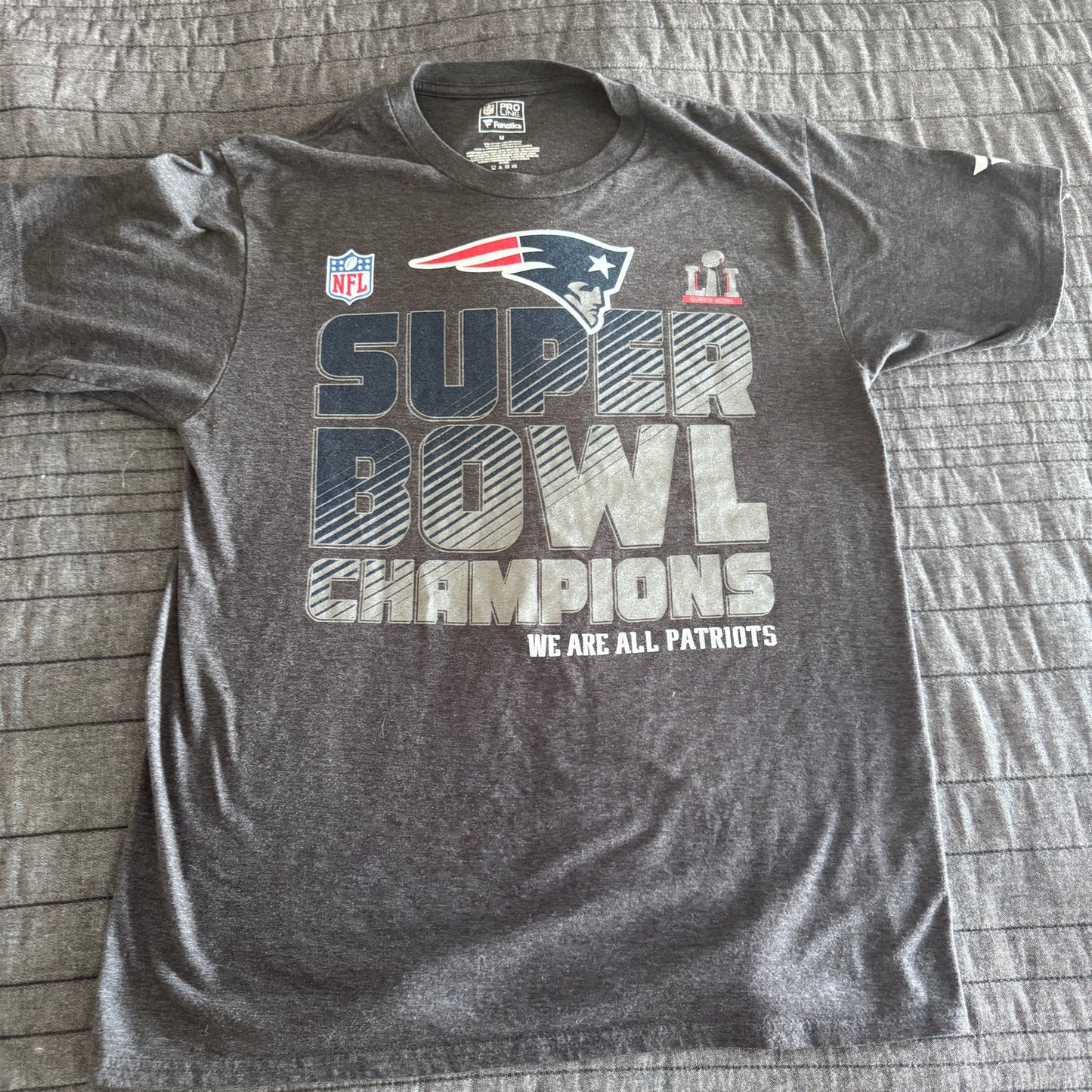 Fanatics Pro Line New England Patriots Super Bowl LI Gray T-Shirt Men's Medium