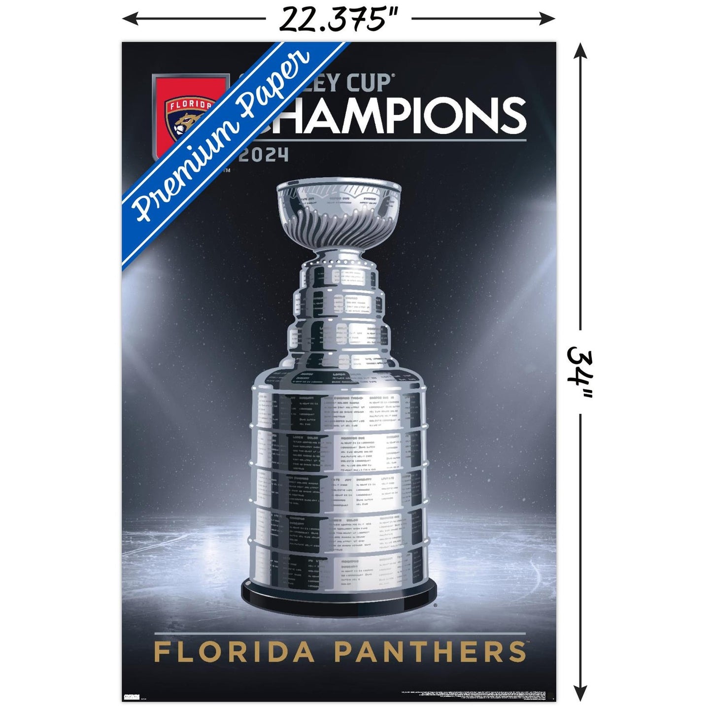 NHL Florida Panthers 2024 Stanley Cup Champions Wall Poster 34L"x 22.4" Unframed