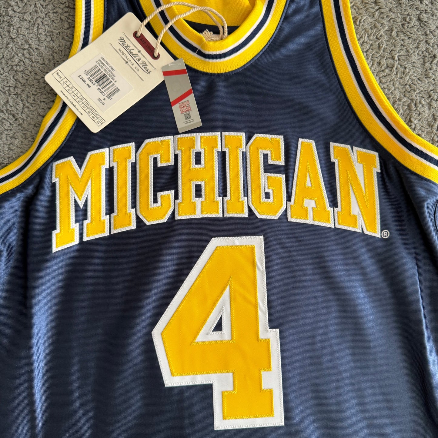 NWT Mitchell & Ness Chris Webber NCAA Michigan Wolverines 91-92 Jersey Mens 36-S