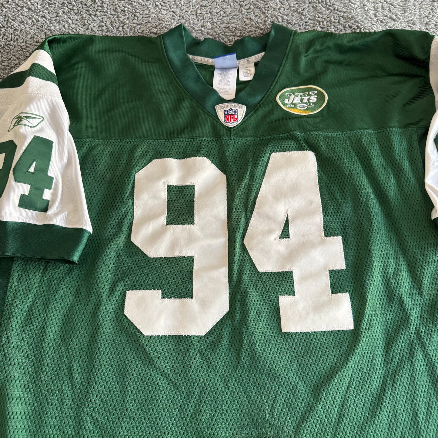 Vintage Authentic Reebok John Abraham NFL New York Jets Jersey Green 54/XXL