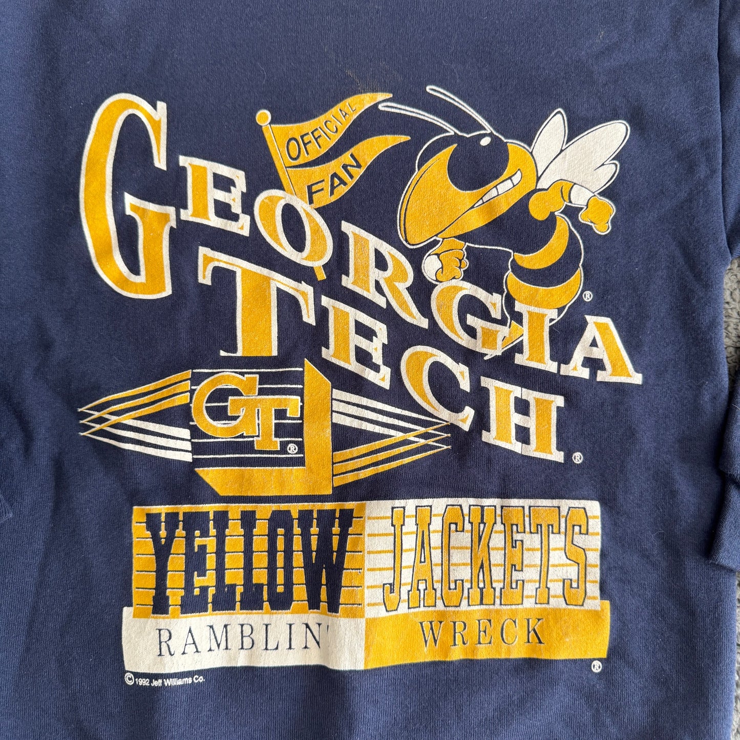 1992 Georgia Tech Yellow Jackets "Ramblin' Wreck" Youth L Navy Sweatshirt - VTG