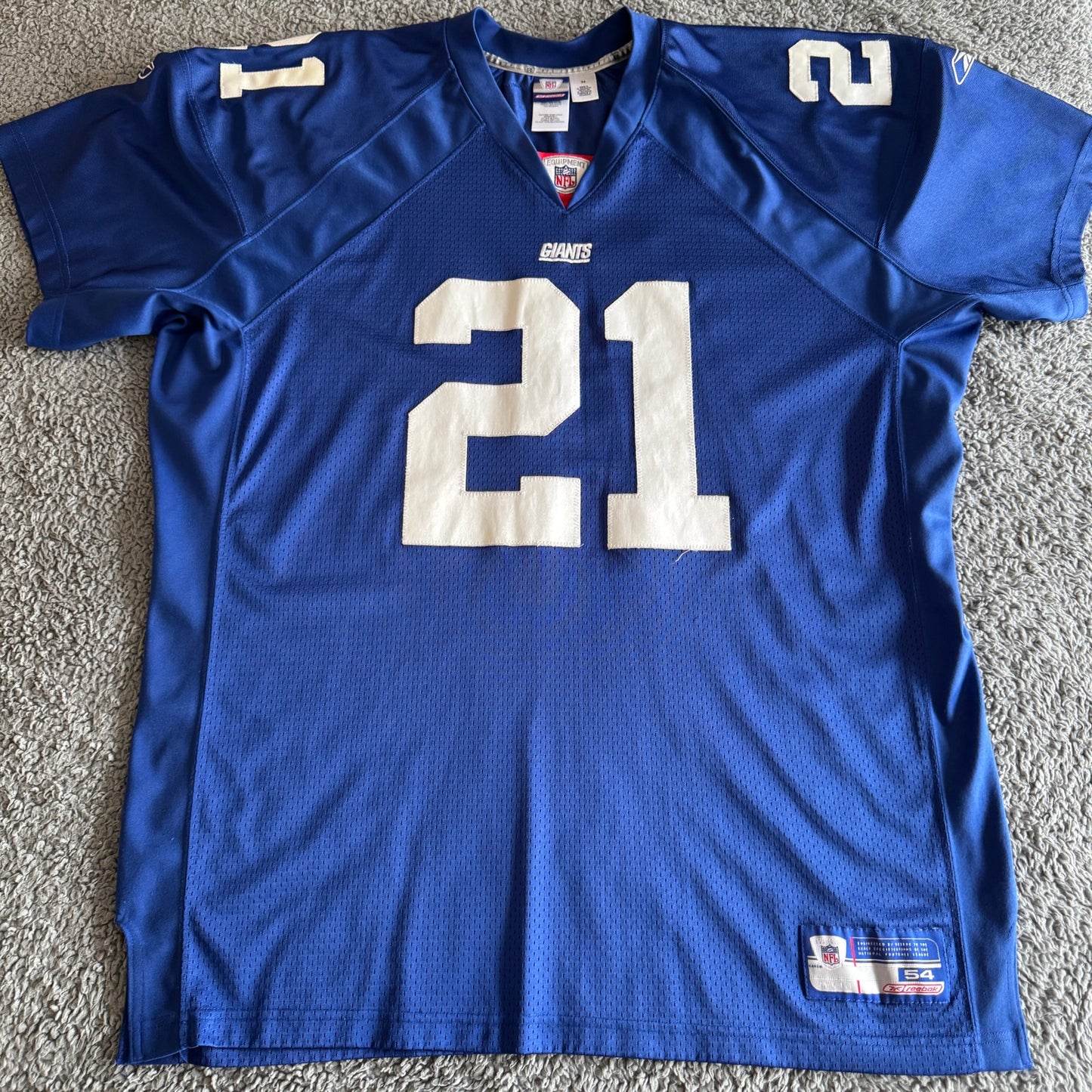 100% Authentic 2002 Reebok Tiki Barber NFL New York Giants Blue Jersey 54 XL/2X