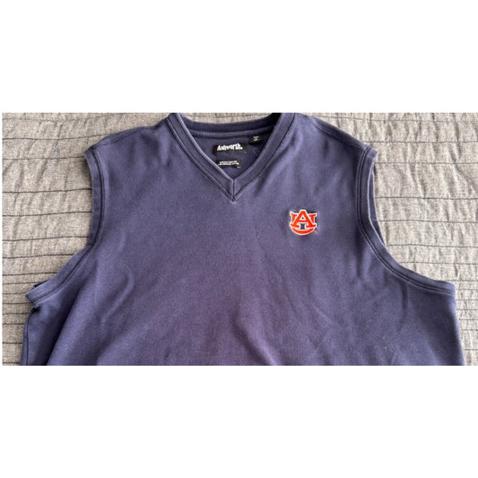 Vintage Ashworth Auburn Tigers Navy Blue Cotton Logo Sweater Vest - Men's Large
